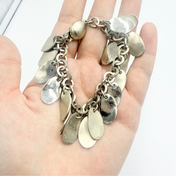 Chico’s Silver-Tone Disc Charm Bracelet With Magnetic Button Closure - Picture 1 of 9